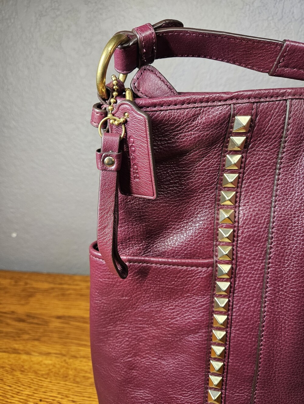 Coach Park Leather Pyramid Stud Hobo - Picture 7 of 13